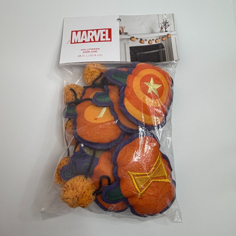 Marvel Halloween Garland 48" Pumpkin Captain America Spider-Man New in Package
